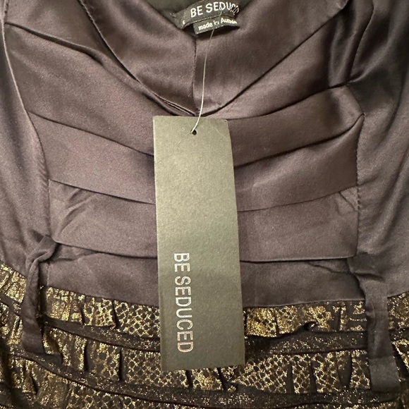 Be Seduced Black and Gold Ruffled Mini Dress - Picture 3 of 6